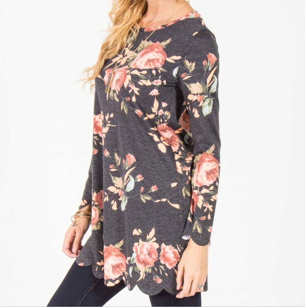 12PM BY MONDAY AMI Floral Long Sleeve Crew Neck Dress/Top